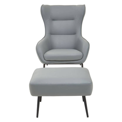 Kaiko Grey Faux Leather Armchair And Footstool