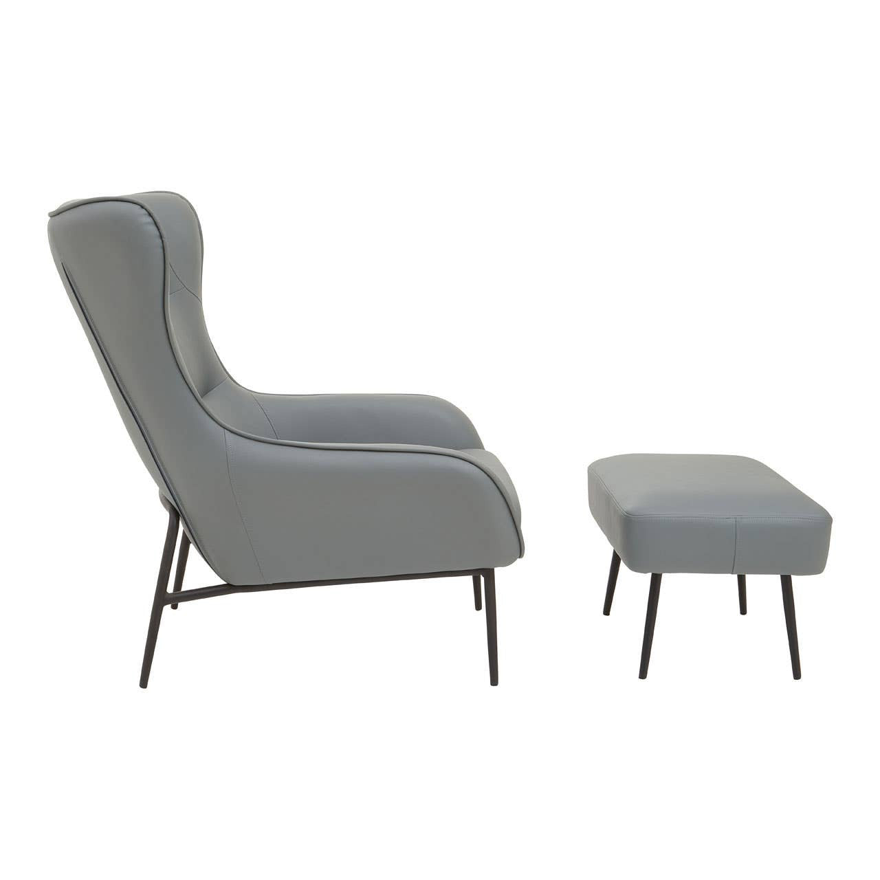 Kaiko Grey Faux Leather Armchair And Footstool