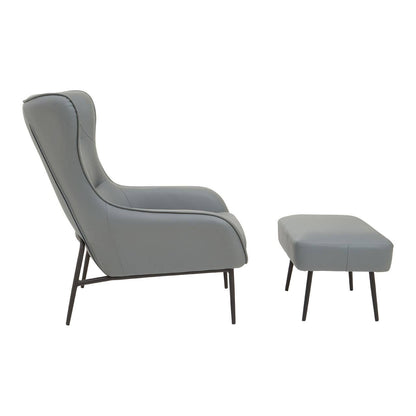 Kaiko Grey Faux Leather Armchair And Footstool