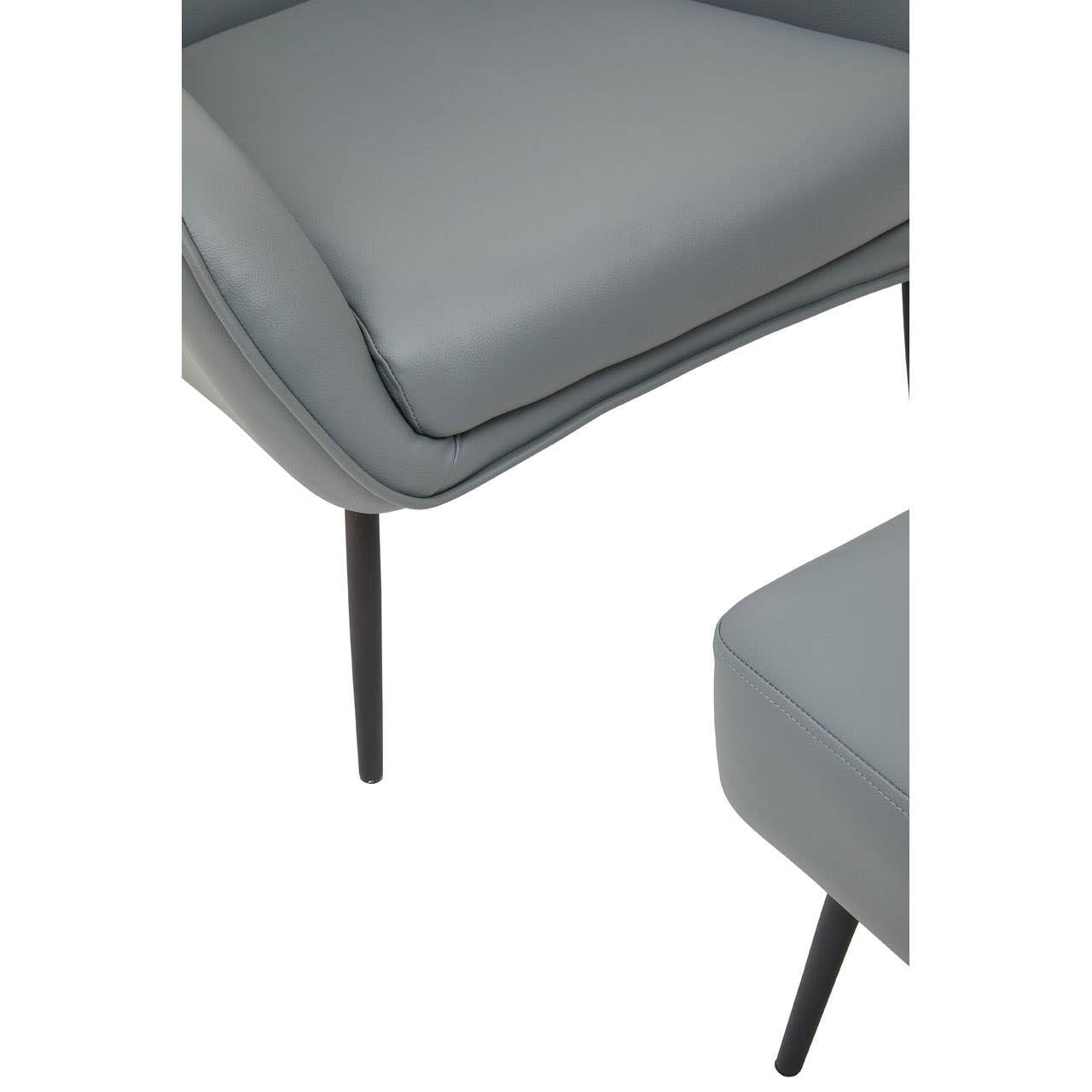 Kaiko Grey Faux Leather Armchair And Footstool