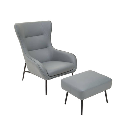 Kaiko Grey Faux Leather Armchair And Footstool