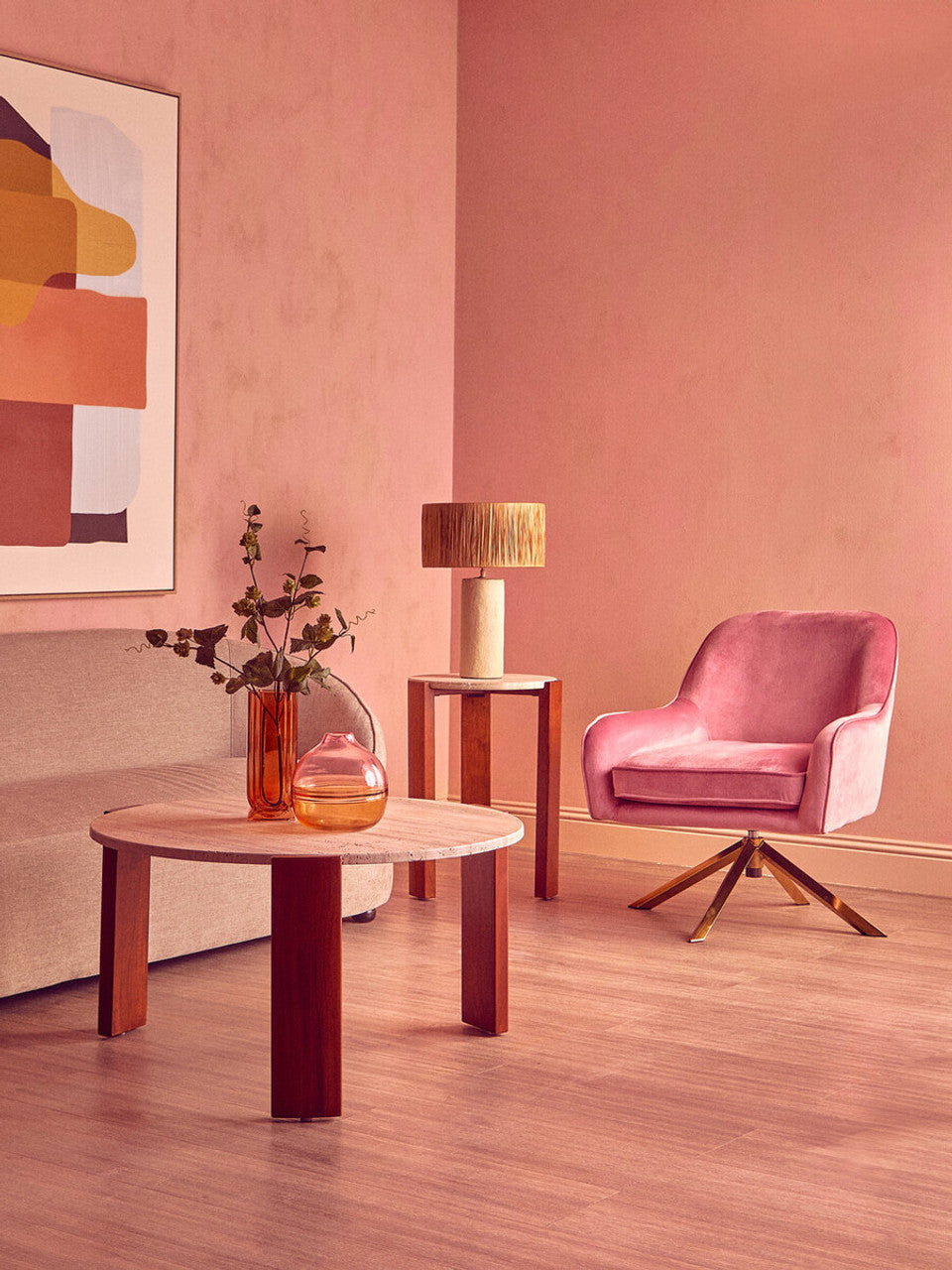 Avery Pink Velvet Armchair