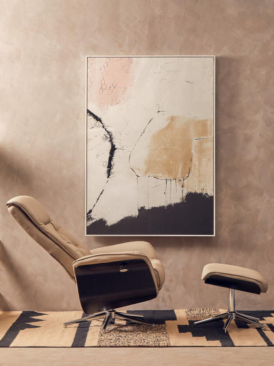 Warrington Mink Leather Effect Recliner And Footstool