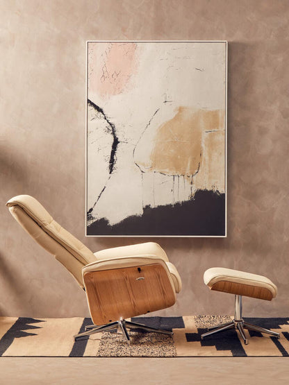 Warrington Ivory Leather Effect Recliner And Footstool