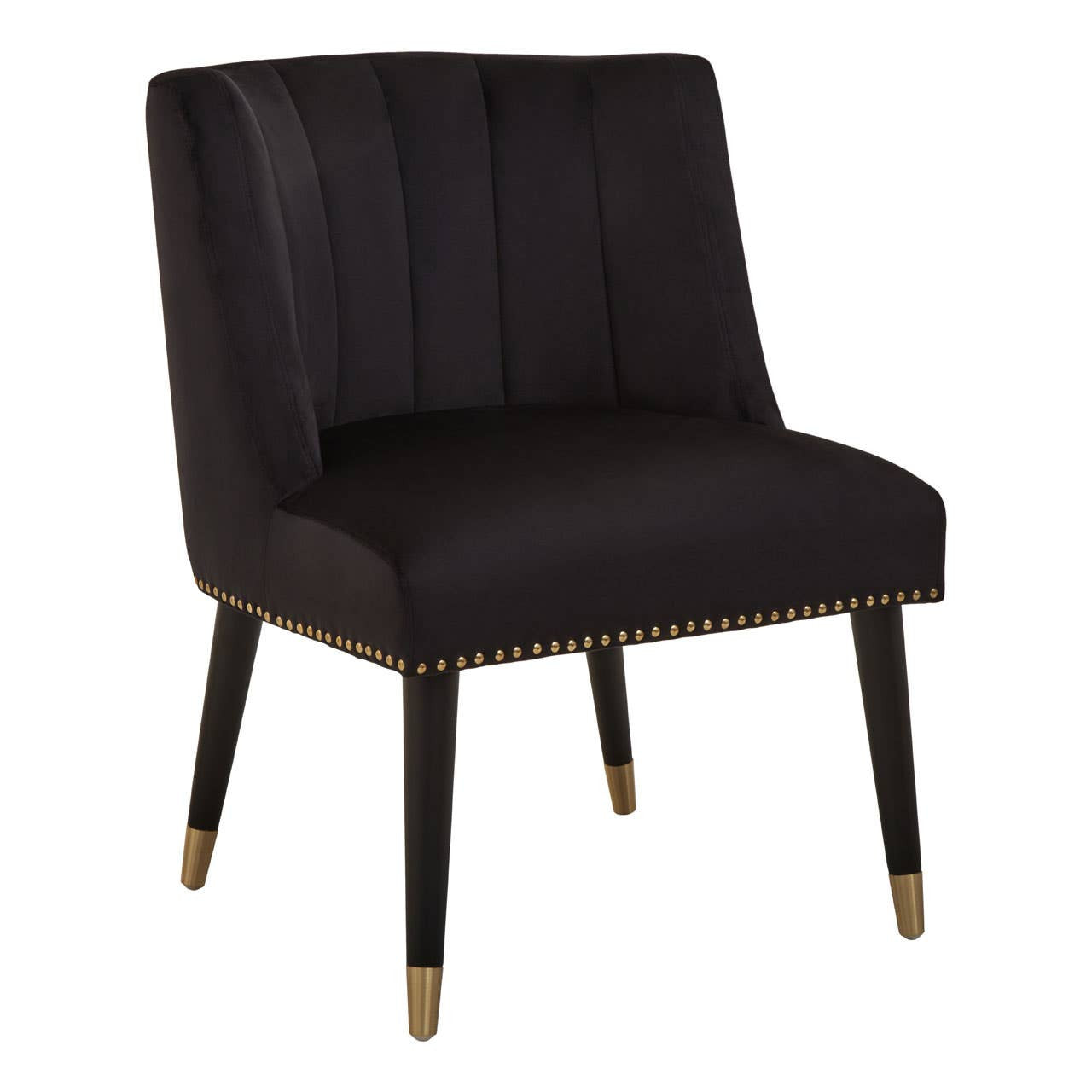 Doucet Black Velvet Chair With Black Legs