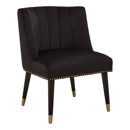 Doucet Black Velvet Chair With Black Legs