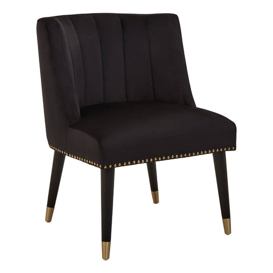 Doucet Black Velvet Chair With Black Legs
