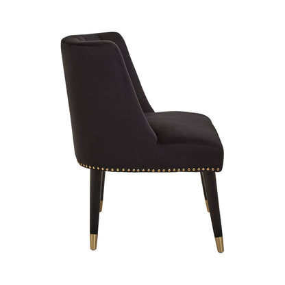 Doucet Black Velvet Chair With Black Legs