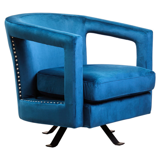 Hestia Blue Velvet Swivel Chair