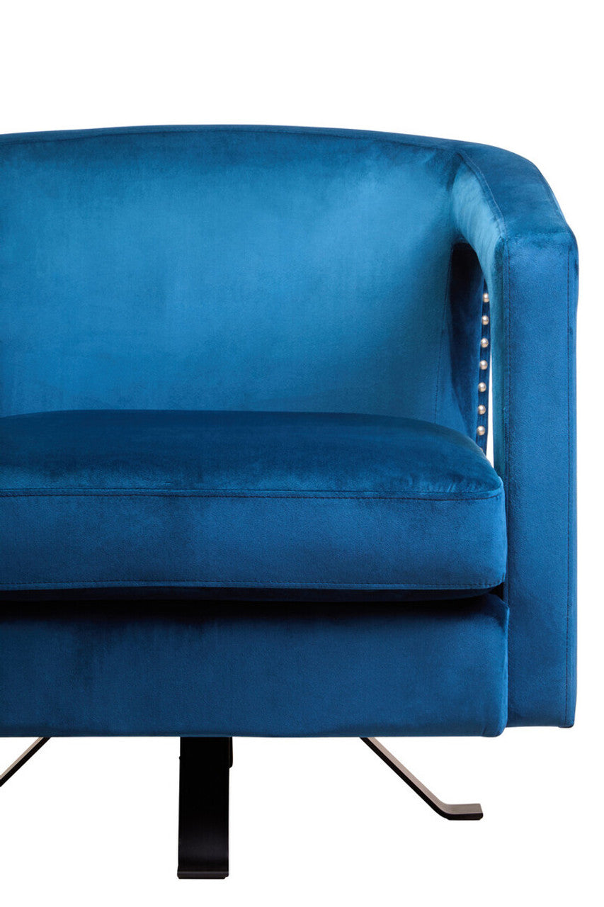 Hestia Blue Velvet Swivel Chair