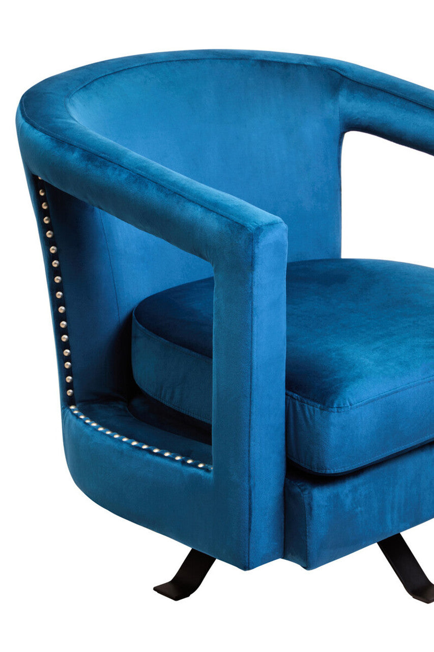 Hestia Blue Velvet Swivel Chair
