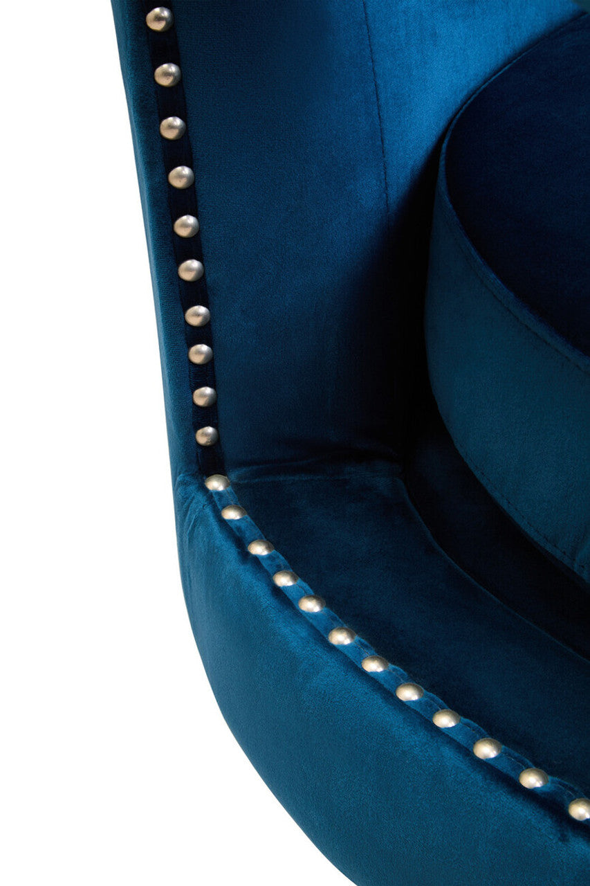 Hestia Blue Velvet Swivel Chair