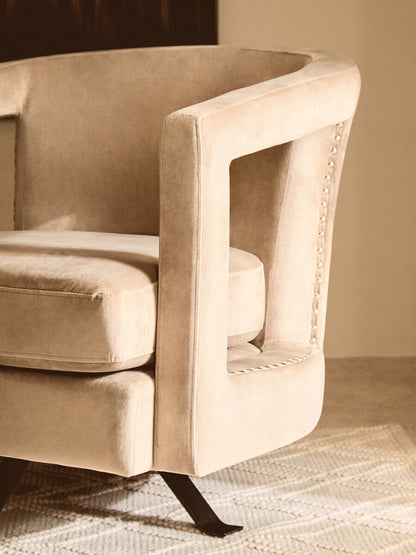 Hestia Mink Velvet Swivel Chair