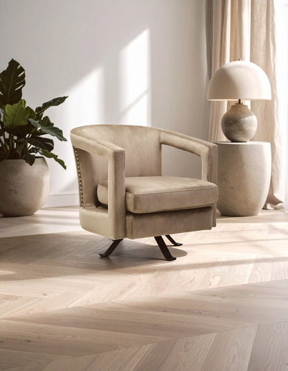 Hestia Mink Velvet Swivel Chair