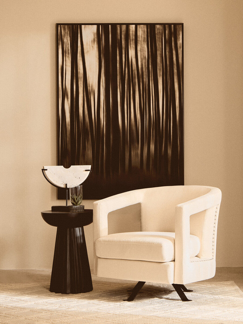 Hestia Beige Velvet Swivel Chair