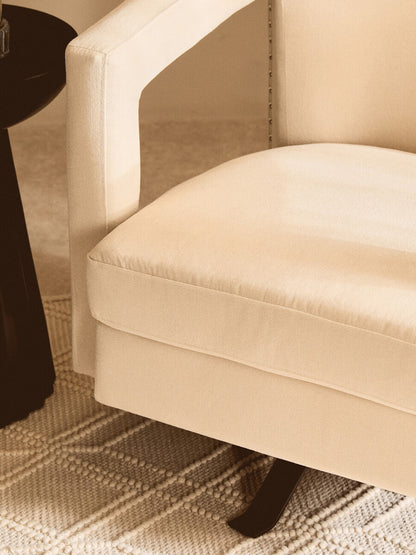 Hestia Beige Velvet Swivel Chair