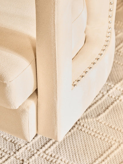 Hestia Beige Velvet Swivel Chair