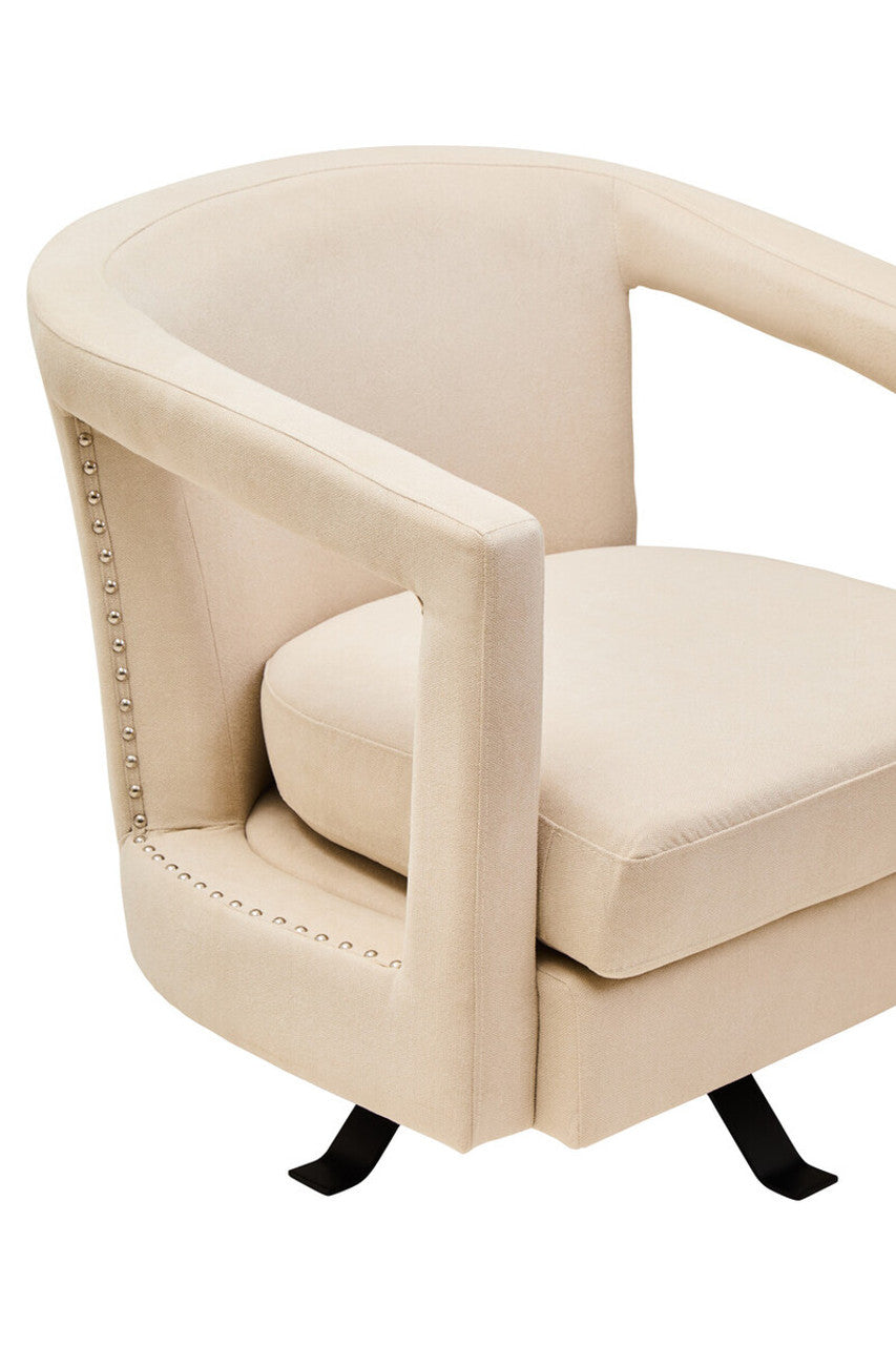 Hestia Beige Velvet Swivel Chair
