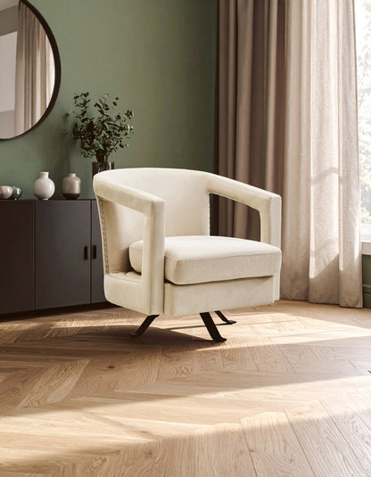 Hestia Beige Velvet Swivel Chair