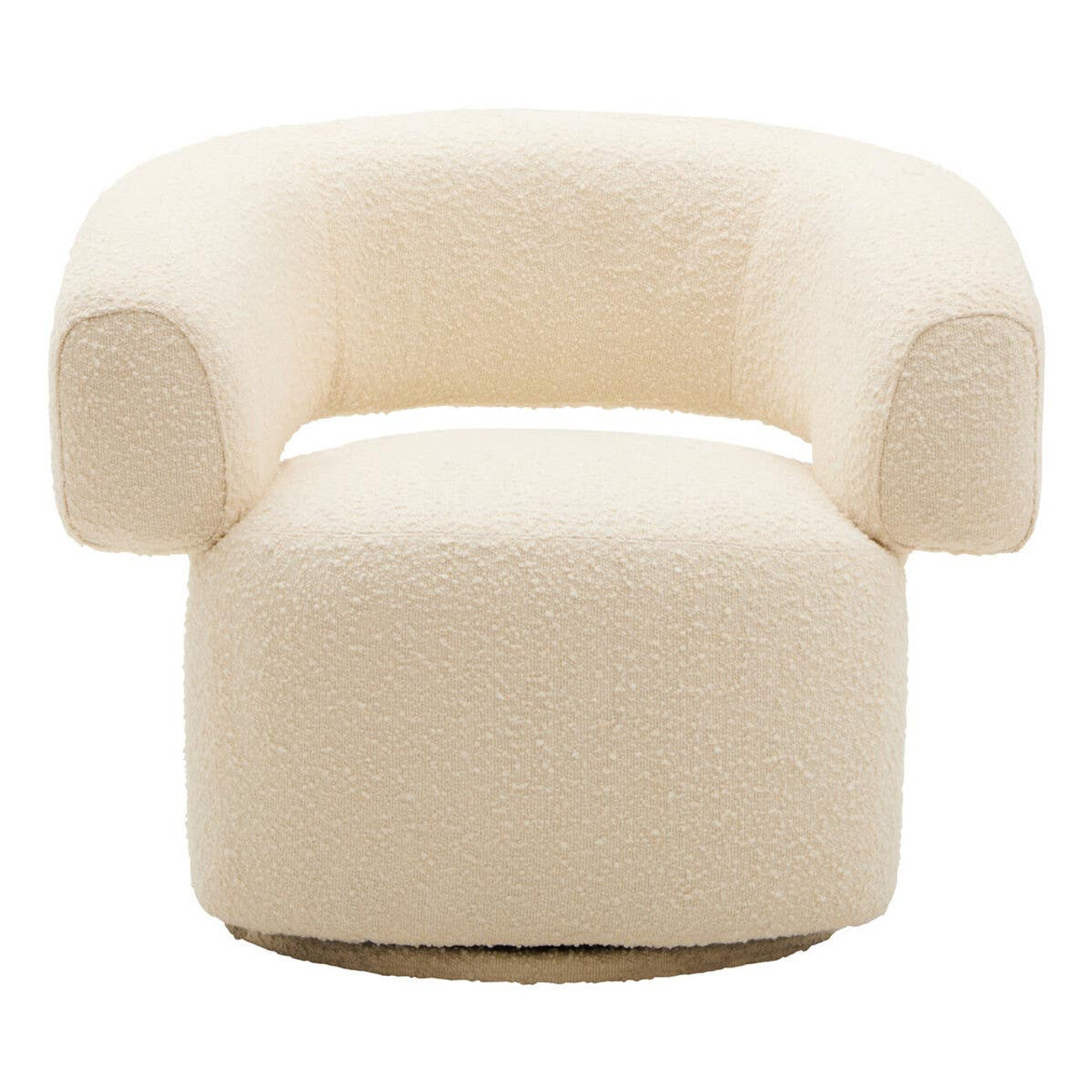 Oliveto Ivory Boucle Curved Revolving Armchair