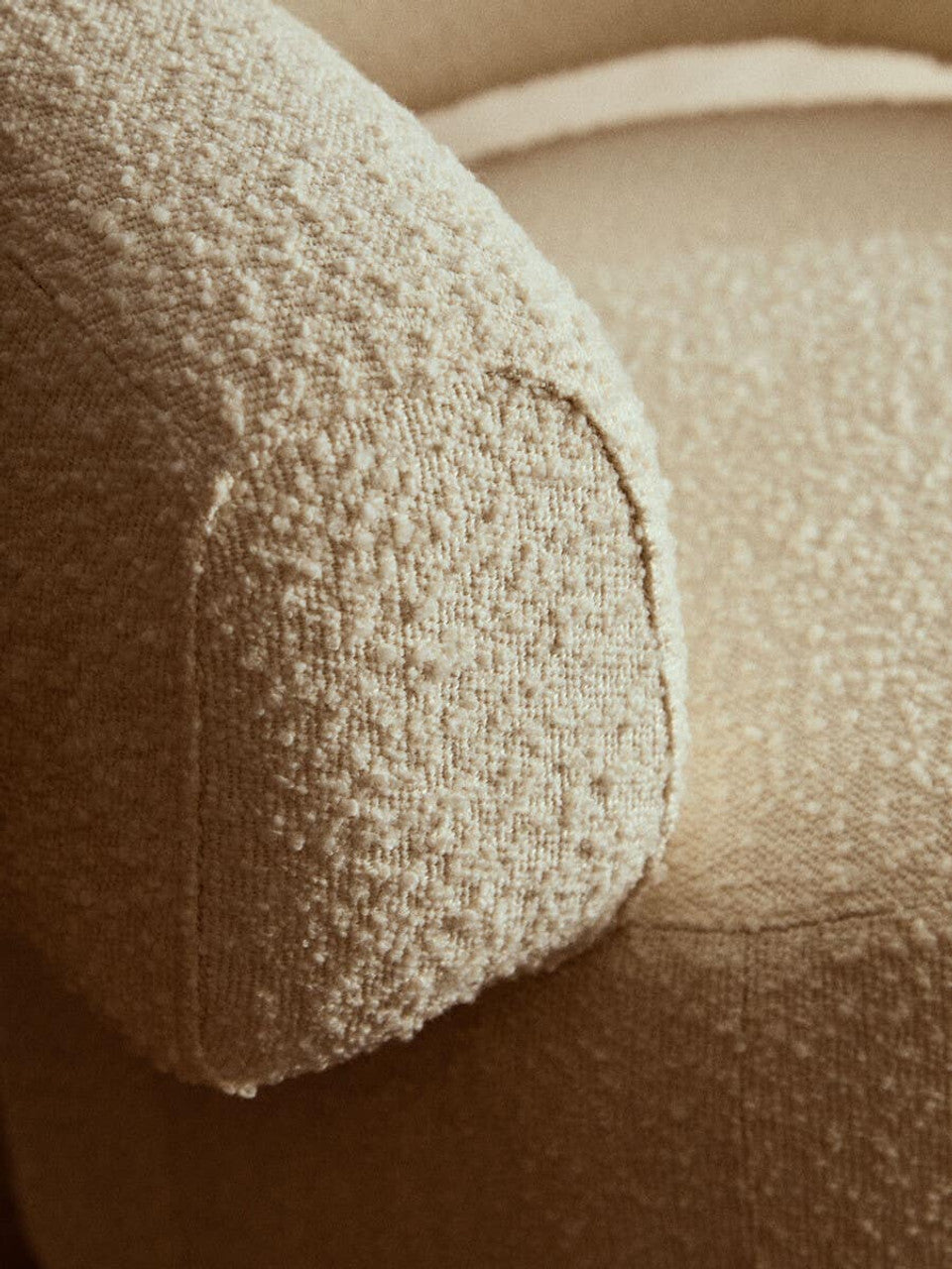 Oliveto Ivory Boucle Curved Revolving Armchair