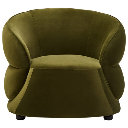 Darla Forest Green Curved Velvet Armchair