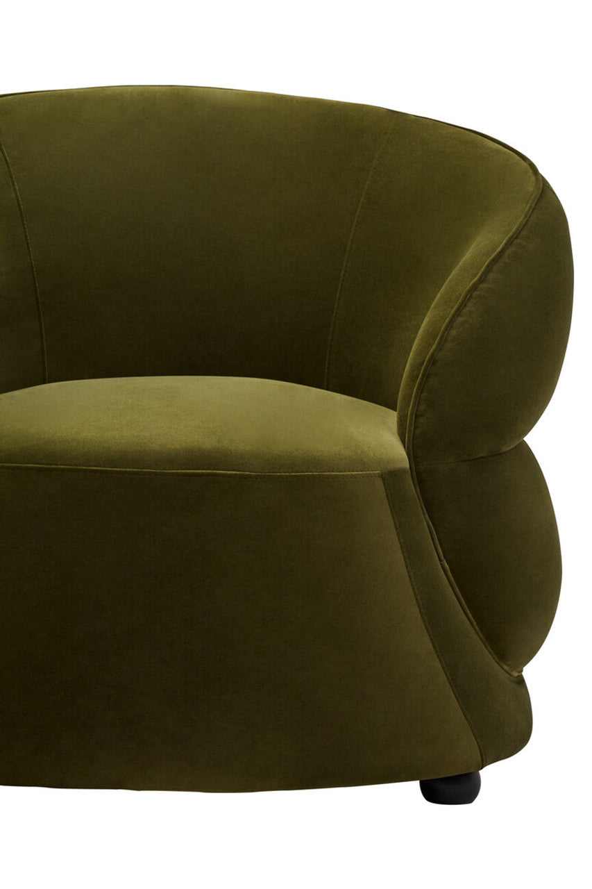 Darla Forest Green Curved Velvet Armchair