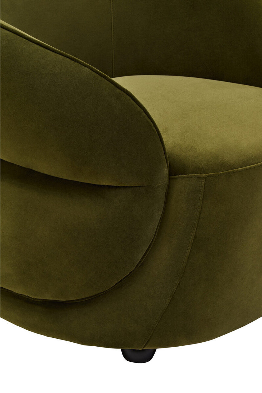 Darla Forest Green Curved Velvet Armchair