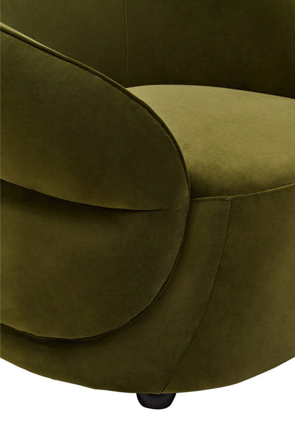 Darla Forest Green Curved Velvet Armchair
