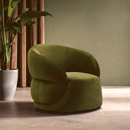 Darla Forest Green Curved Velvet Armchair
