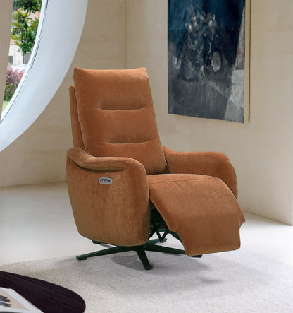Apollo Reclining Armchair- Luxury Electric/Power Brown Swivel Recliner