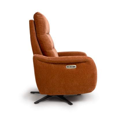 Apollo Reclining Armchair- Luxury Electric/Power Brown Swivel Recliner