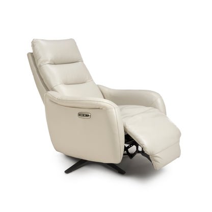 Apollo reclining Armchair- Luxury Electric/Power White Leather Swivel Recliner